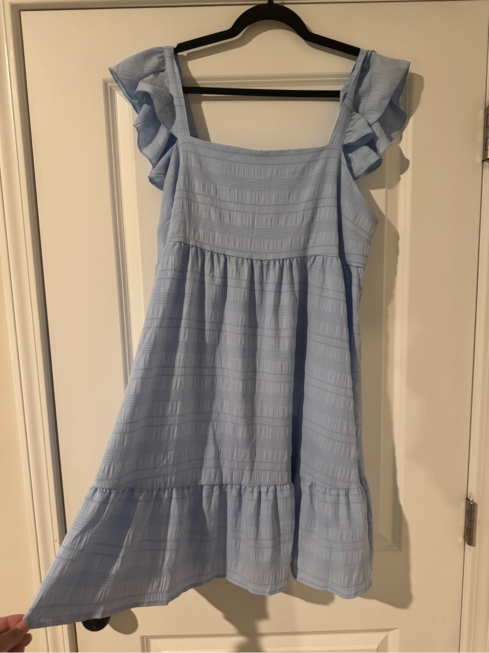 SHEIN Light Blue Ruffle Strap Mini Dress